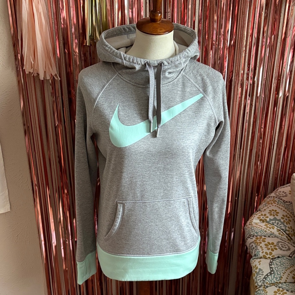 Nike Women's Heather Gray and Mint Sweatshirt